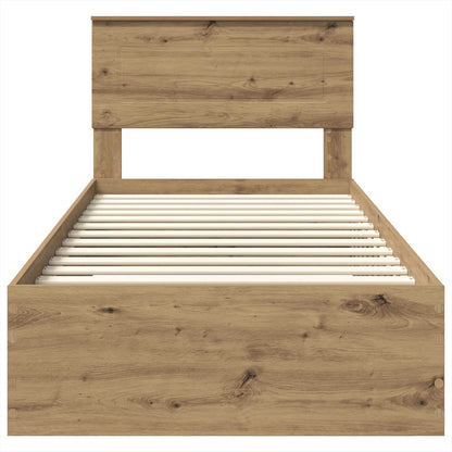 vidaXL Bed Frame with Drawer Artisan Oak 90 x 200 cm Engineered Wood