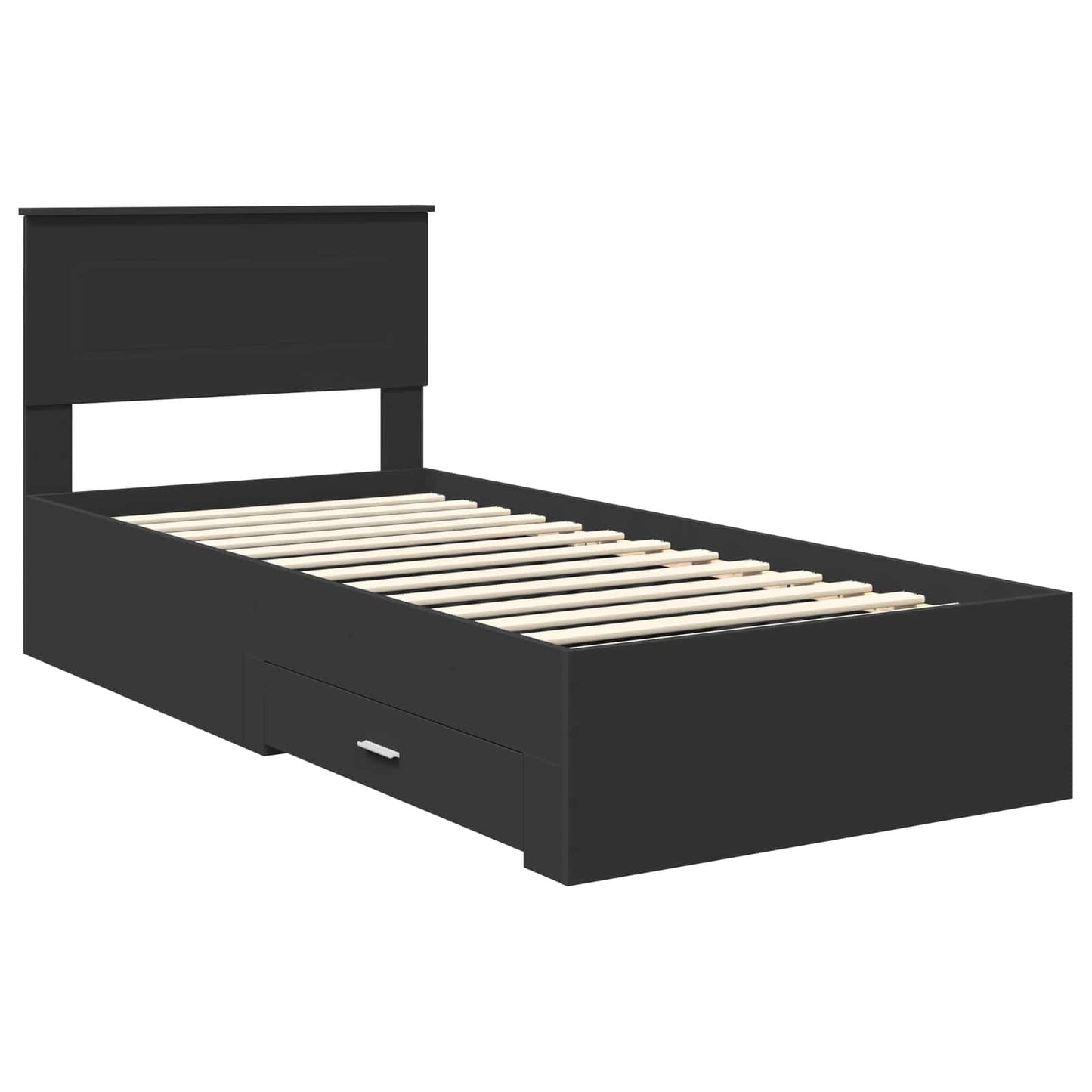 vidaXL Bed Frame Black and Silver 75 x 190 cm Engineered Wood