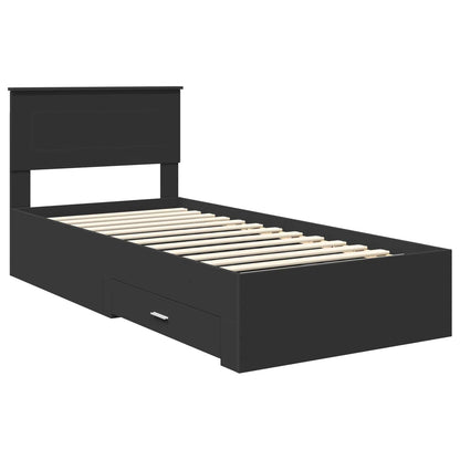 vidaXL Bed Frame Black and Silver 75 x 190 cm Engineered Wood