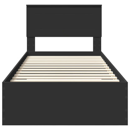 vidaXL Bed Frame Black and Silver 75 x 190 cm Engineered Wood