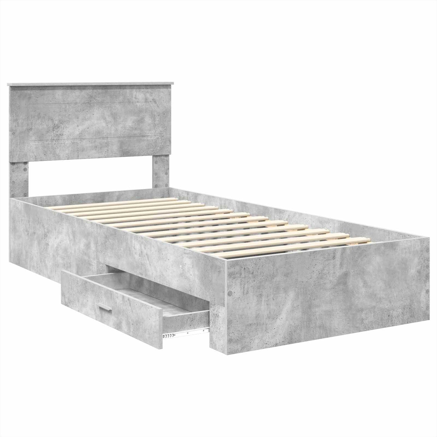 vidaXL Bed Frame Concrete Grey and Silver 75 x 190 cm Engineered Wood