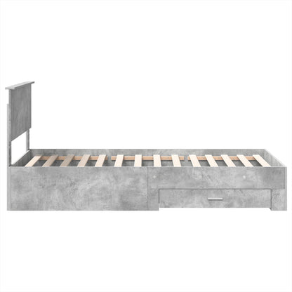 vidaXL Bed Frame Concrete Grey and Silver 75 x 190 cm Engineered Wood