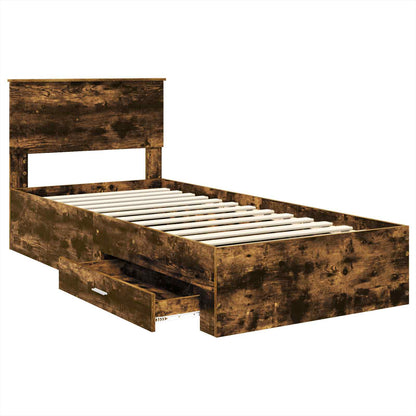 vidaXL Bed Frame Smoked Oak and Silver 75 x 190 cm Engineered Wood