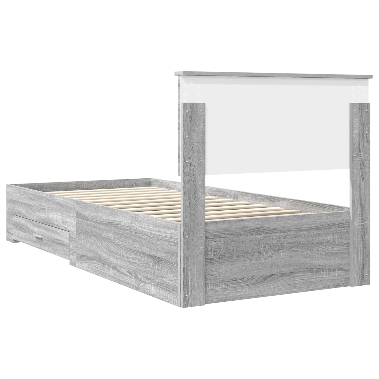 vidaXL Bed Frame Grey Sonoma and Silver 75 x 190 cm Engineered Wood