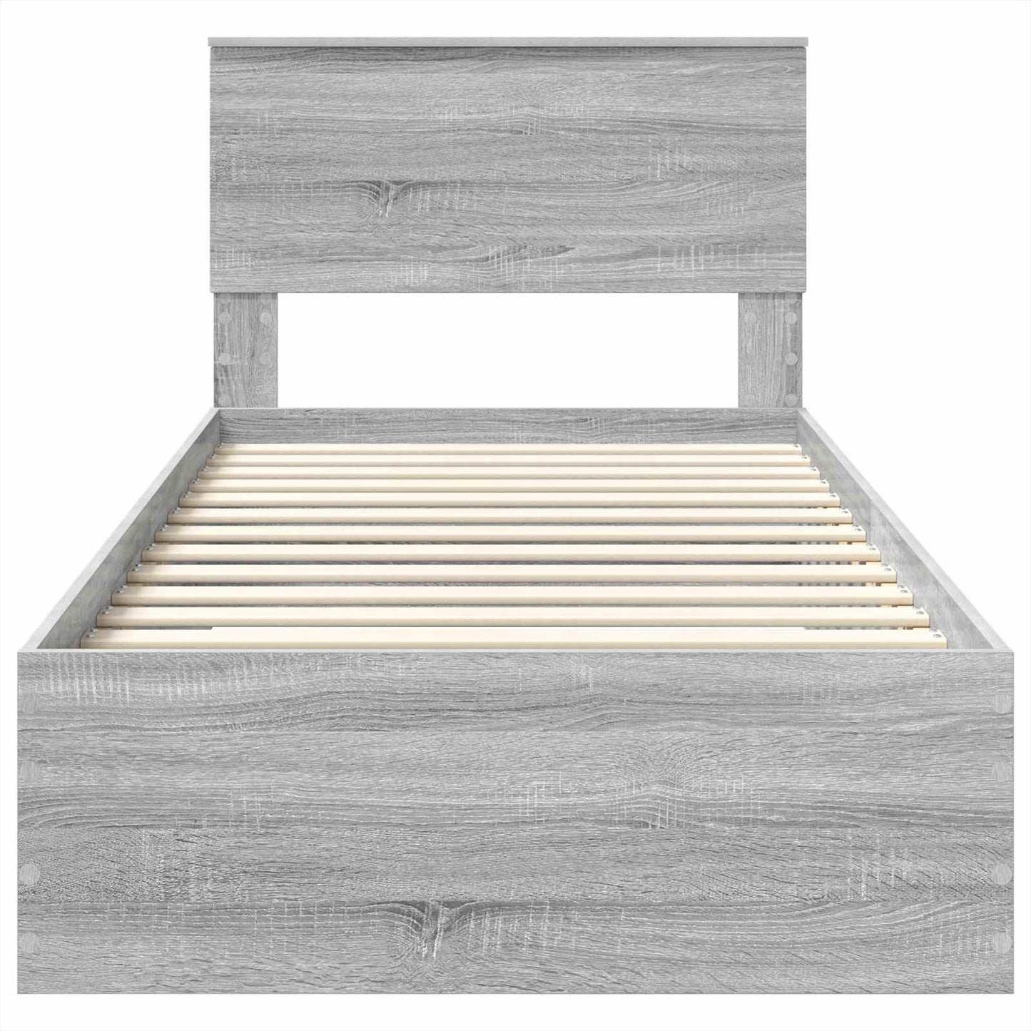 vidaXL Bed Frame Grey Sonoma and Silver 75 x 190 cm Engineered Wood