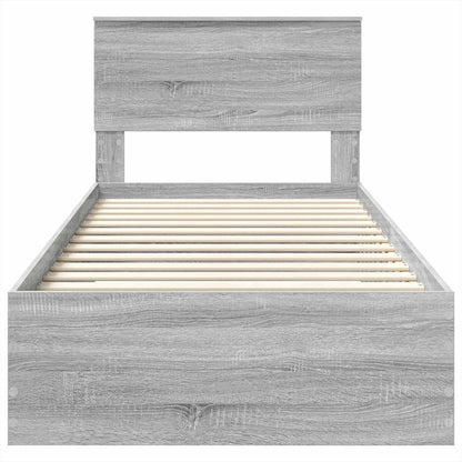 vidaXL Bed Frame Grey Sonoma and Silver 75 x 190 cm Engineered Wood