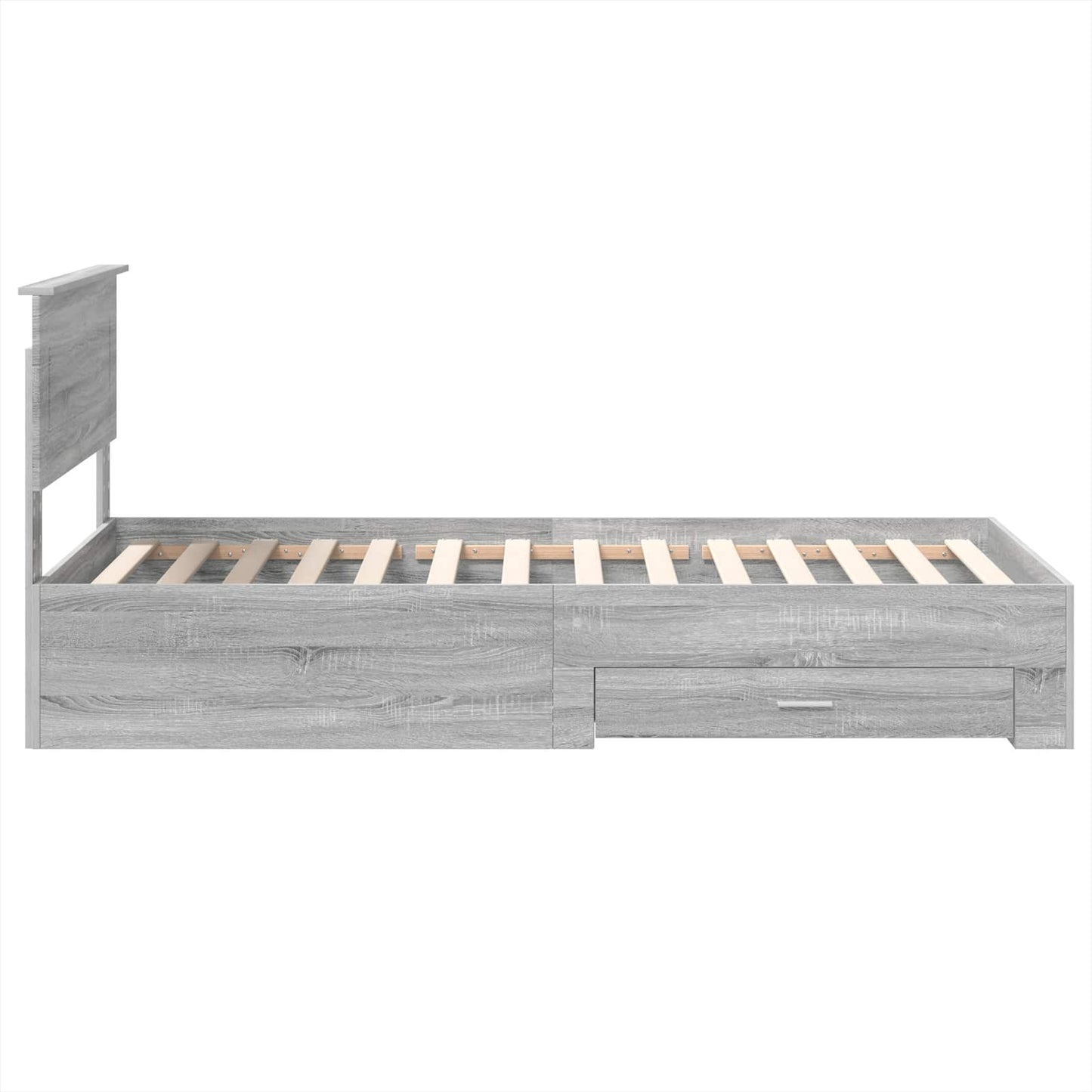 vidaXL Bed Frame Grey Sonoma and Silver 75 x 190 cm Engineered Wood