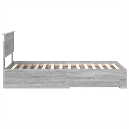 vidaXL Bed Frame Grey Sonoma and Silver 75 x 190 cm Engineered Wood