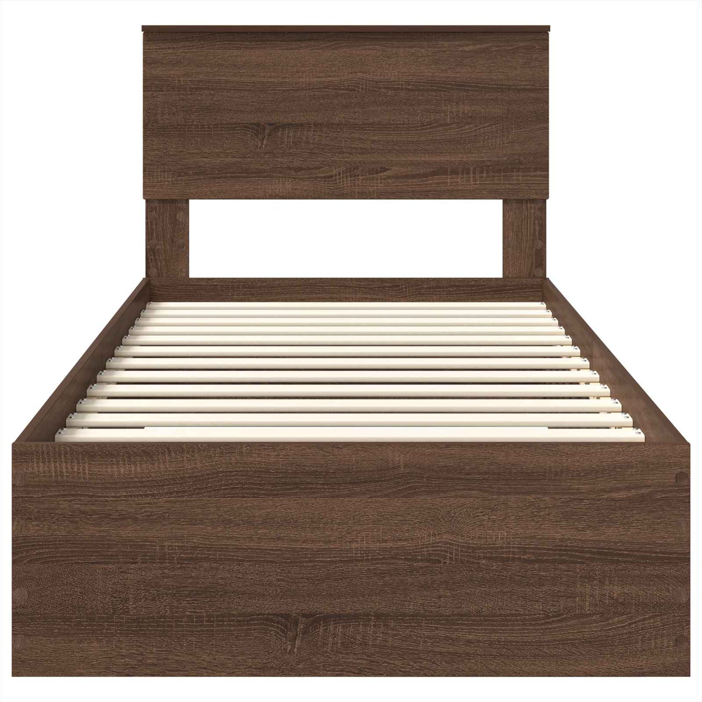 vidaXL Bed Frame Brown Oak and Silver 75 x 190 cm Engineered Wood