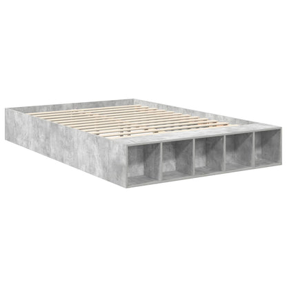 vidaXL Bed Frame with Shelf Concrete Grey 150 x 200 cm Engineered Wood