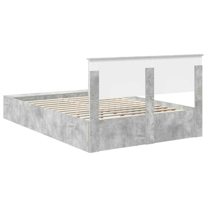 vidaXL Bed Frame with Shelf Concrete Grey 150 x 200 cm Engineered Wood