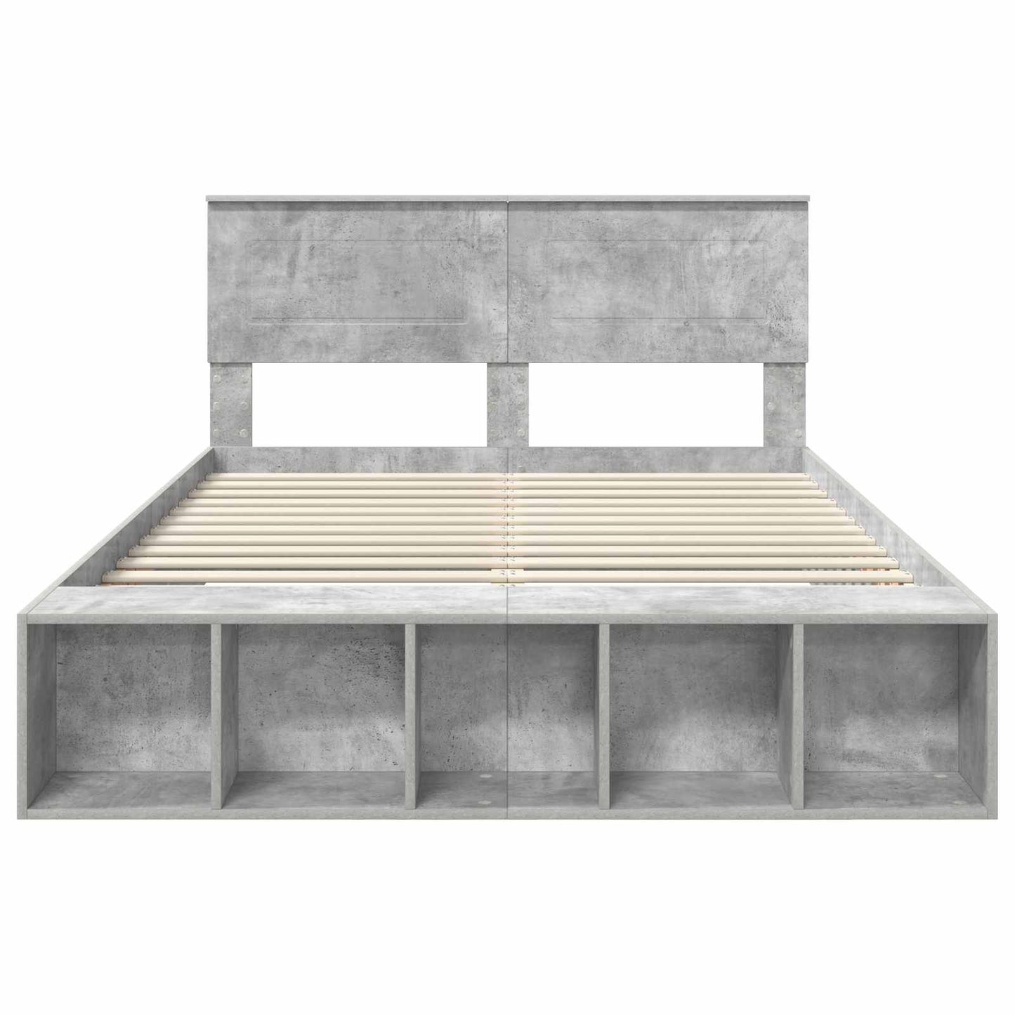 vidaXL Bed Frame with Shelf Concrete Grey 150 x 200 cm Engineered Wood