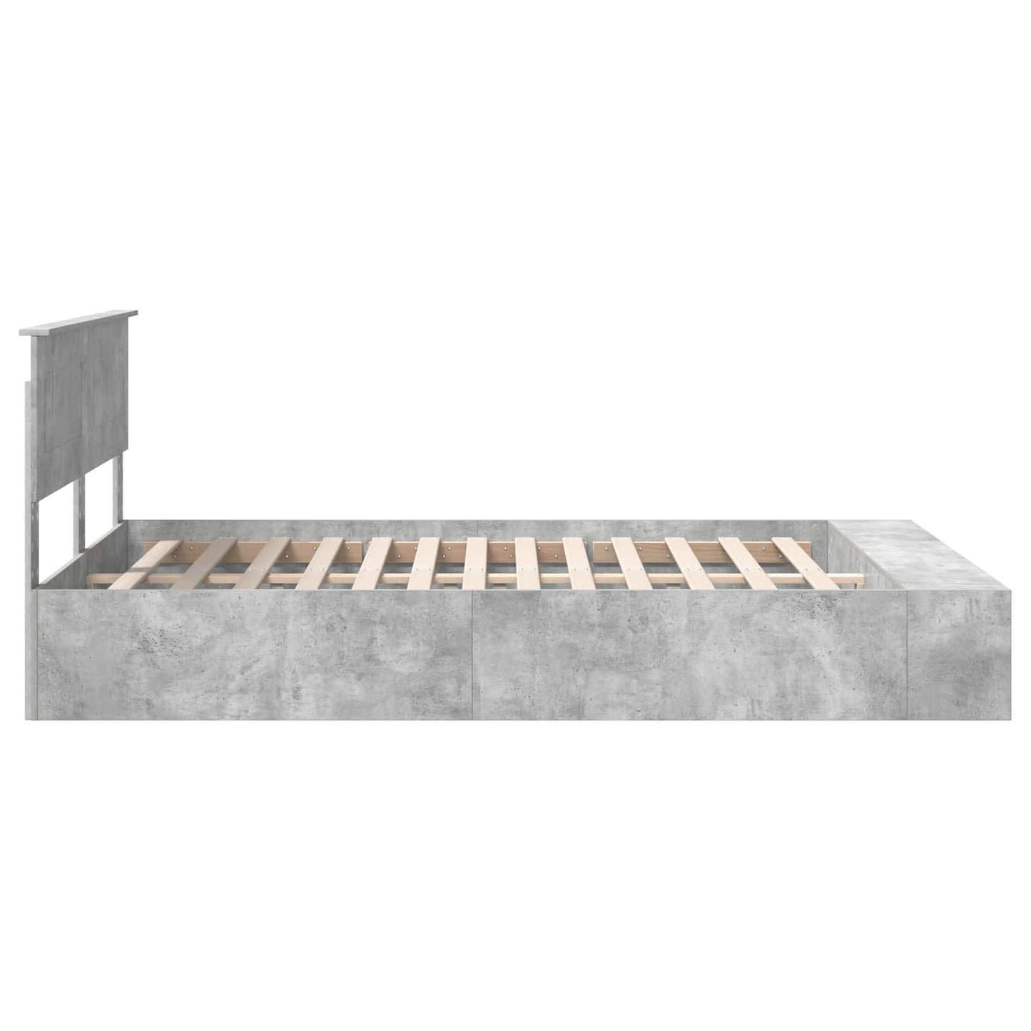 vidaXL Bed Frame with Shelf Concrete Grey 150 x 200 cm Engineered Wood