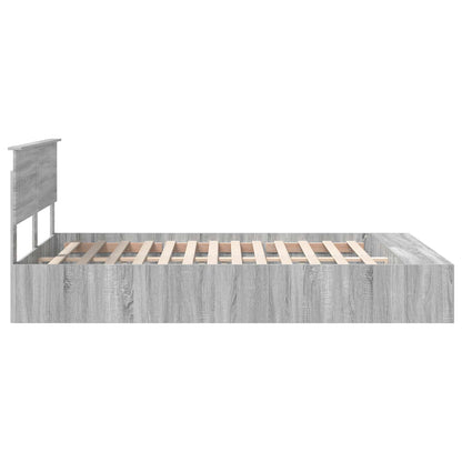 vidaXL Bed Frame with Shelf Grey Sonoma 140 x 190 cm Engineered Wood
