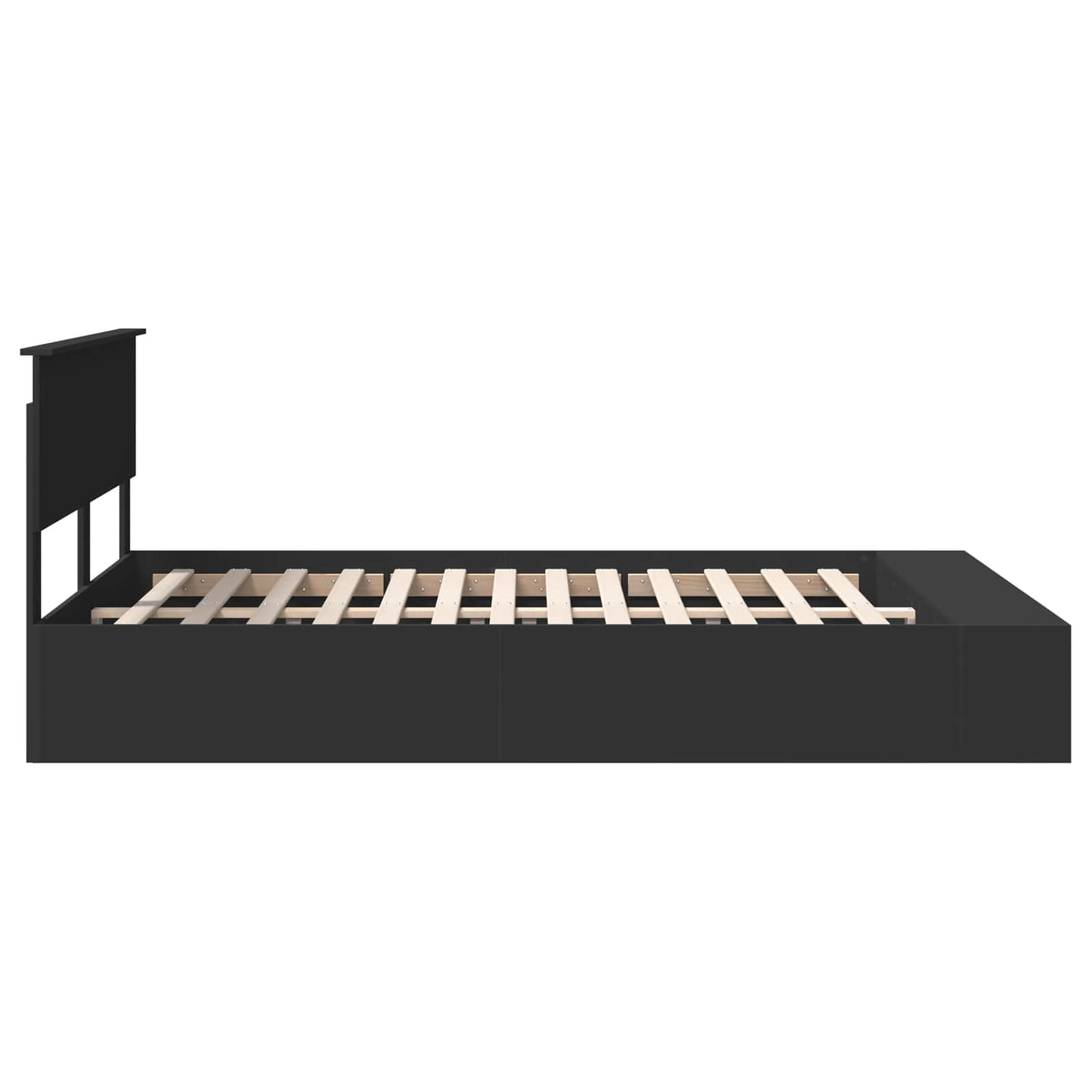 vidaXL Bed Frame with Shelf Manual Black 140 x 200 cm Engineered Wood