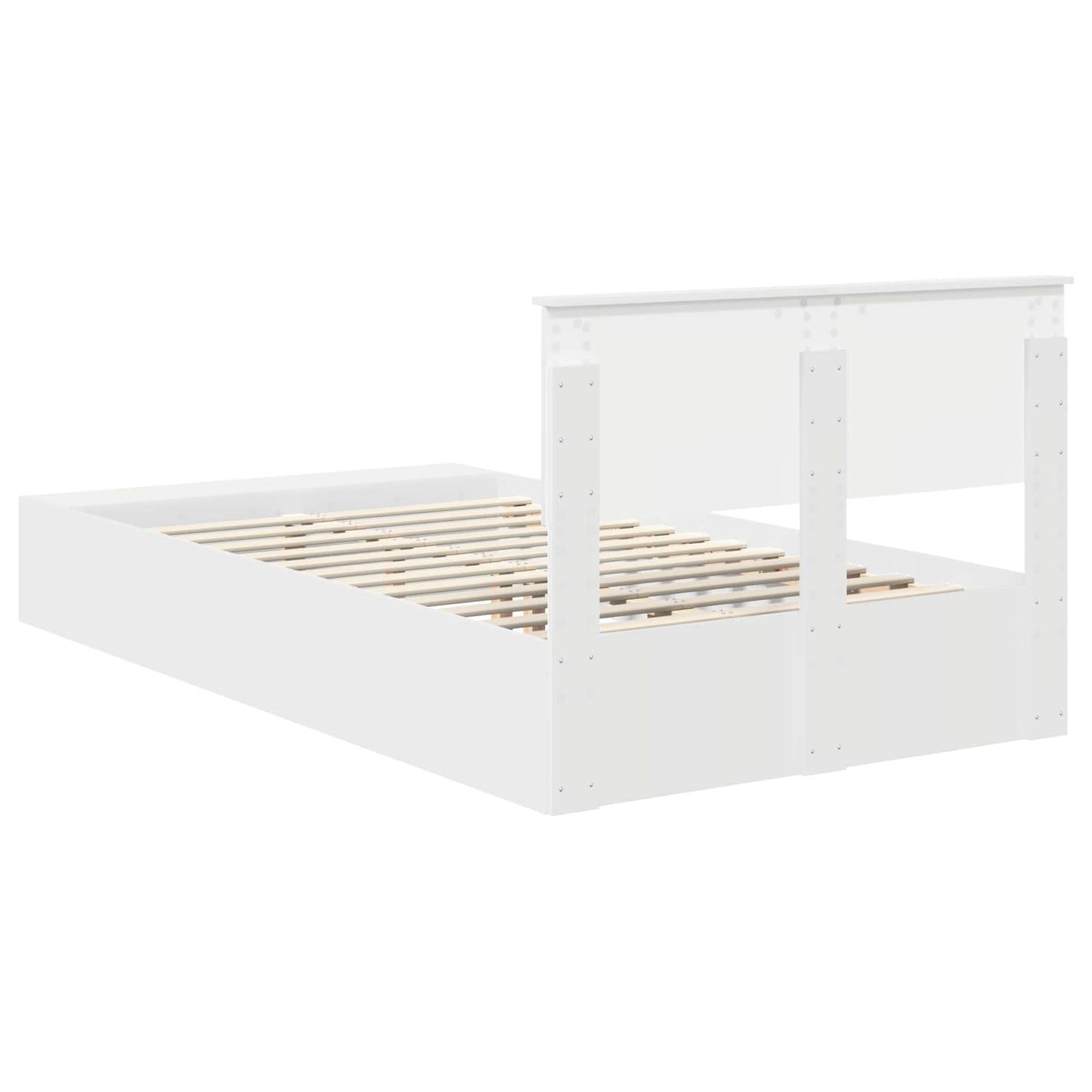 vidaXL Bed Frame with Shelf Manual White 135 x 190 cm Engineered Wood