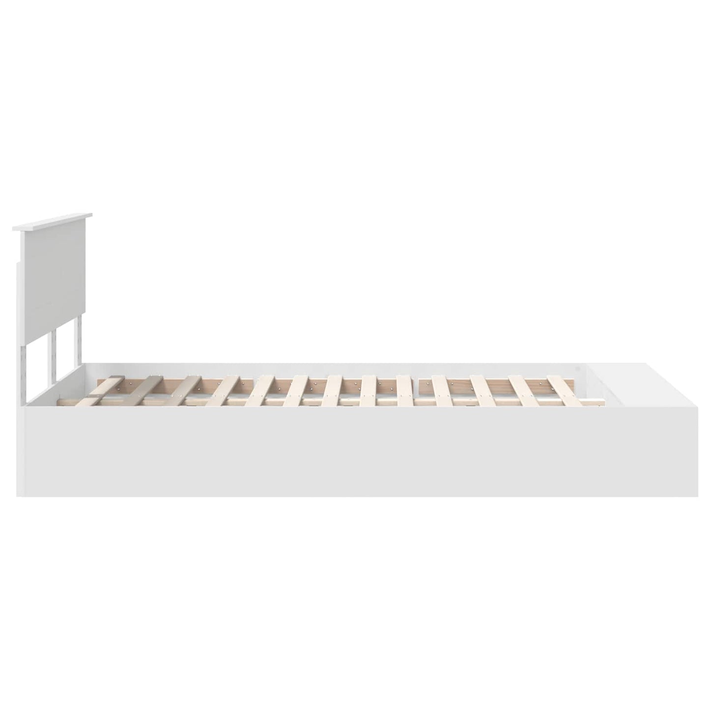 vidaXL Bed Frame with Shelf Manual White 135 x 190 cm Engineered Wood