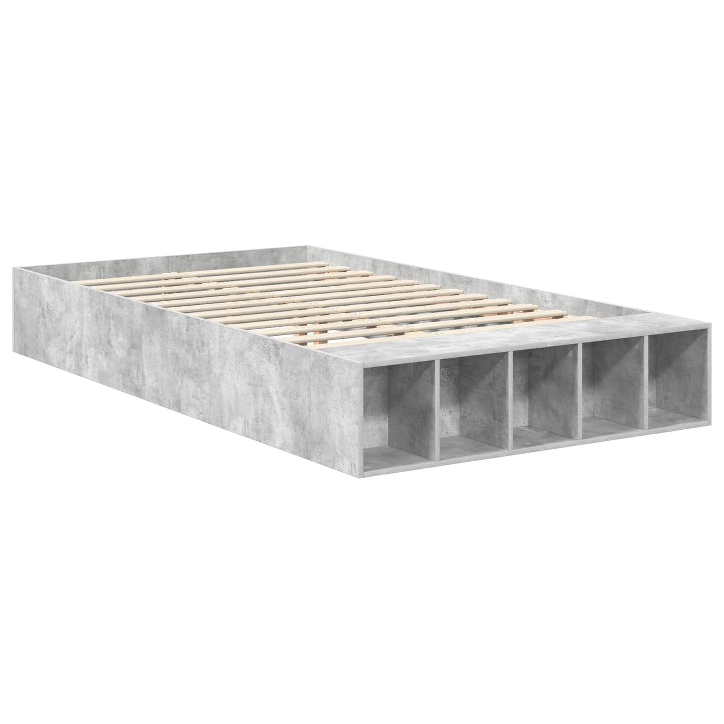vidaXL Bed Frame with Shelf Concrete Grey 120 x 190 cm Engineered Wood