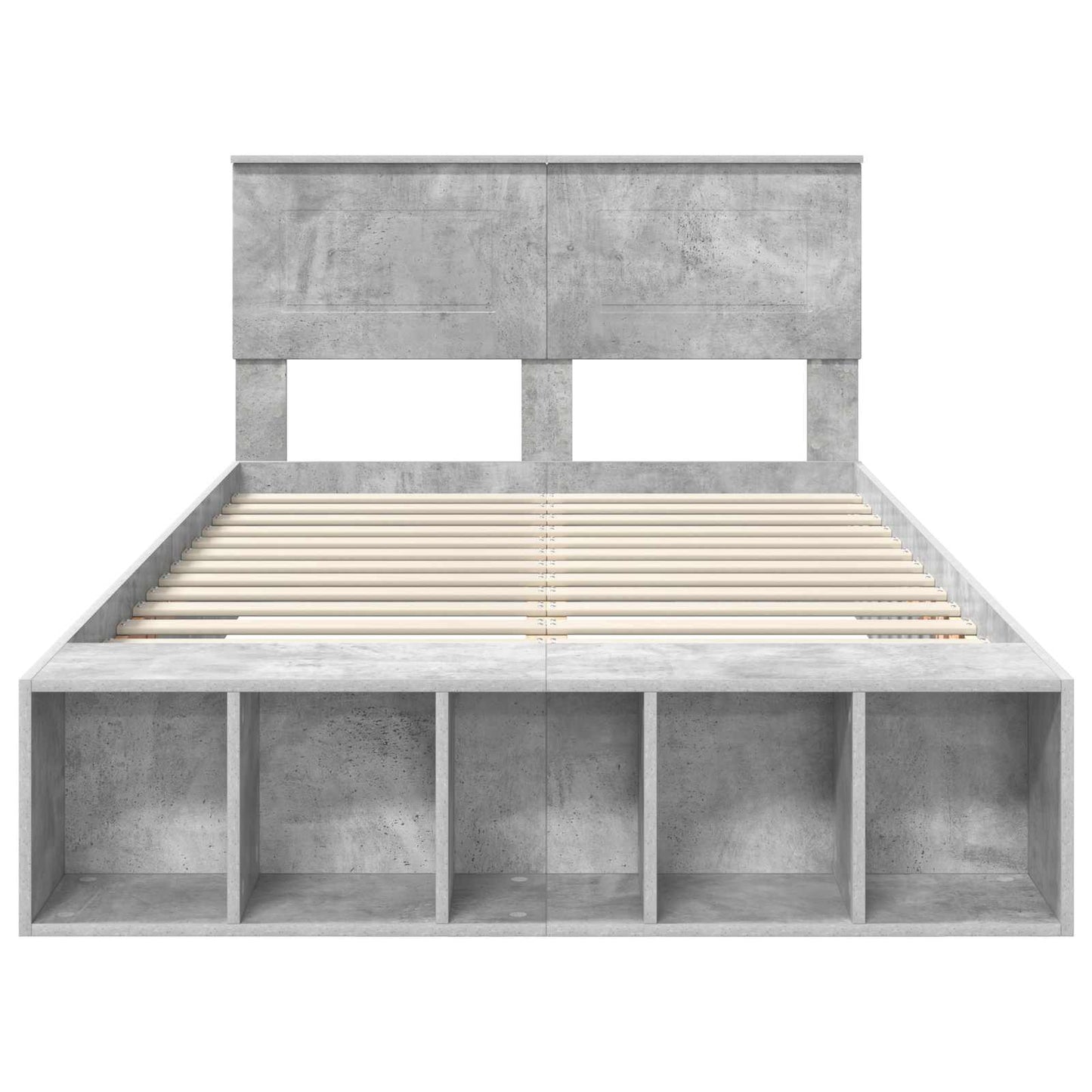 vidaXL Bed Frame with Shelf Concrete Grey 120 x 190 cm Engineered Wood