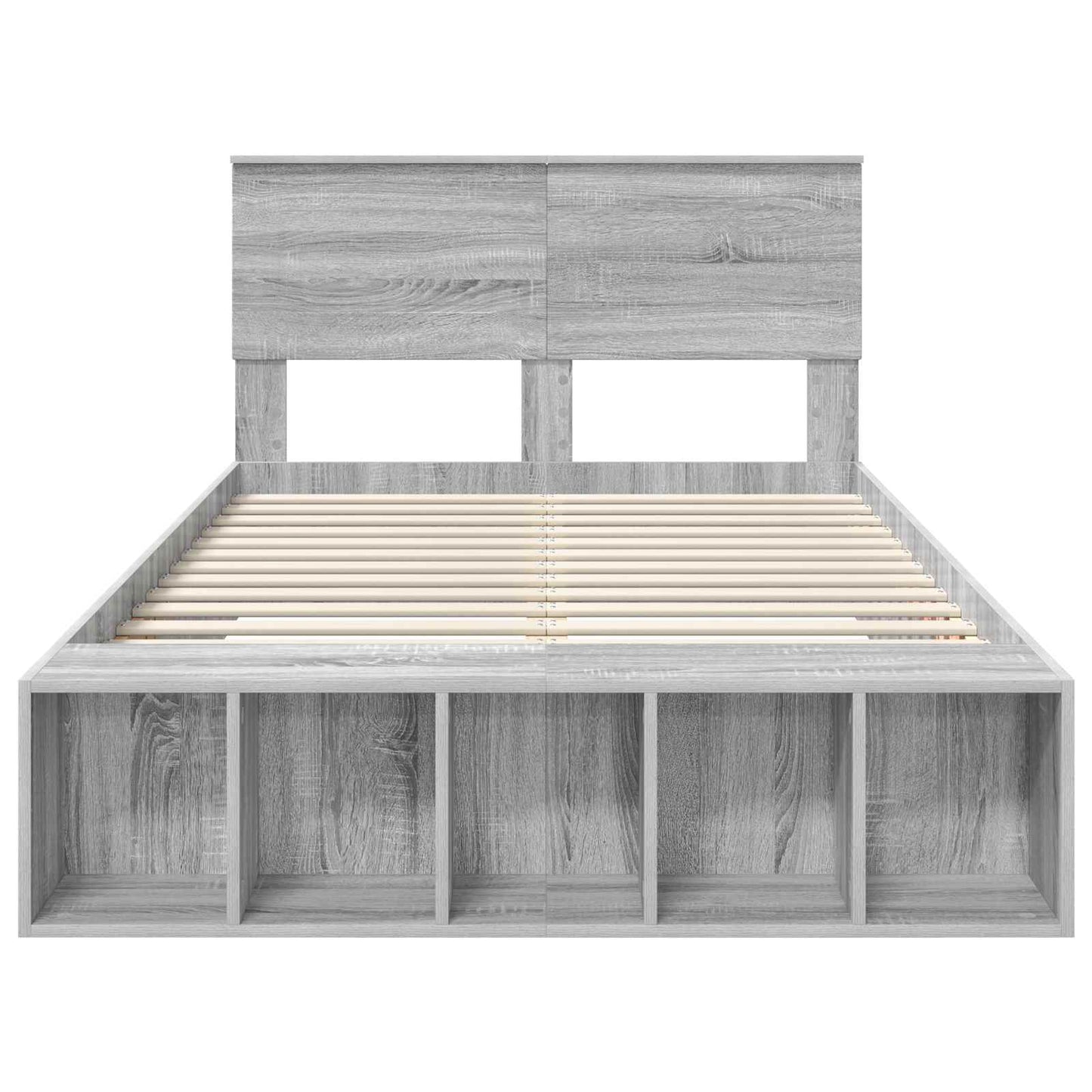 vidaXL Bed Frame with Shelf Grey Sonoma 120 x 200 cm Engineered Wood