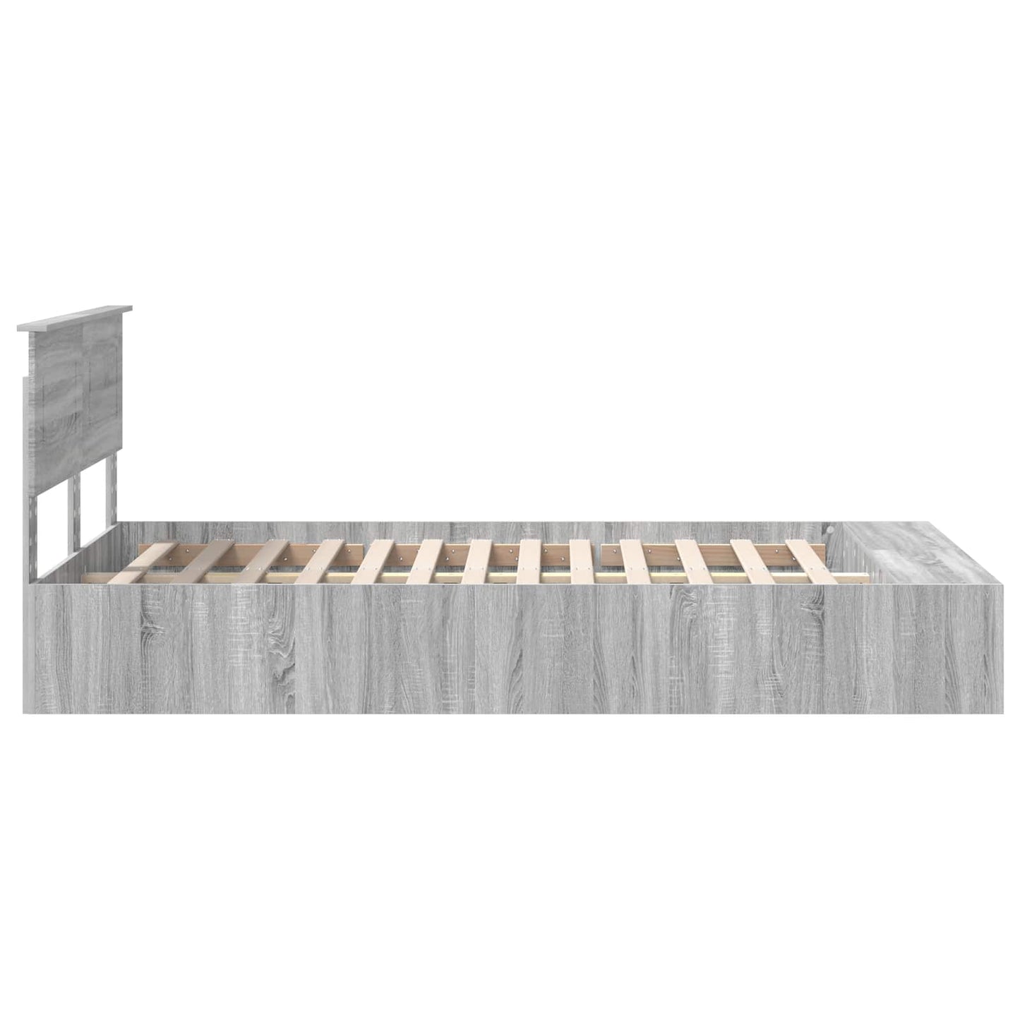 vidaXL Bed Frame with Shelf Grey Sonoma 120 x 200 cm Engineered Wood