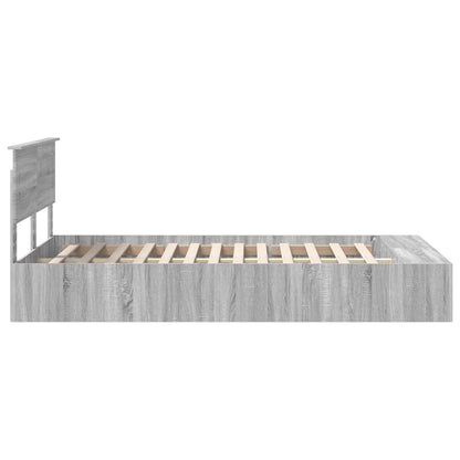 vidaXL Bed Frame with Shelf Grey Sonoma 120 x 200 cm Engineered Wood