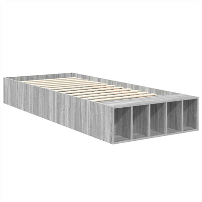 vidaXL Bed Frame with Shelf Grey Sonoma 90 x 200 cm Engineered Wood