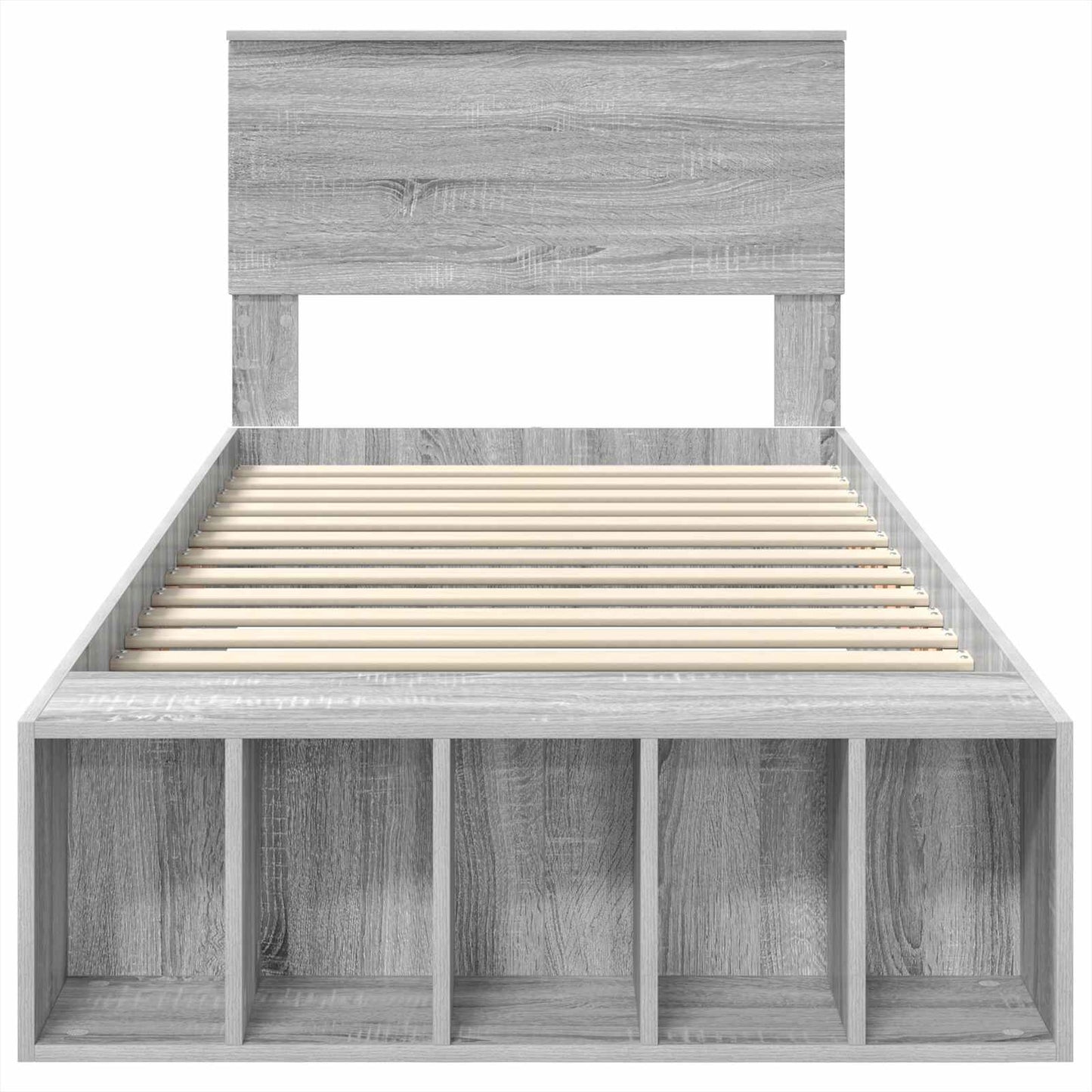 vidaXL Bed Frame with Shelf Grey Sonoma 90 x 200 cm Engineered Wood
