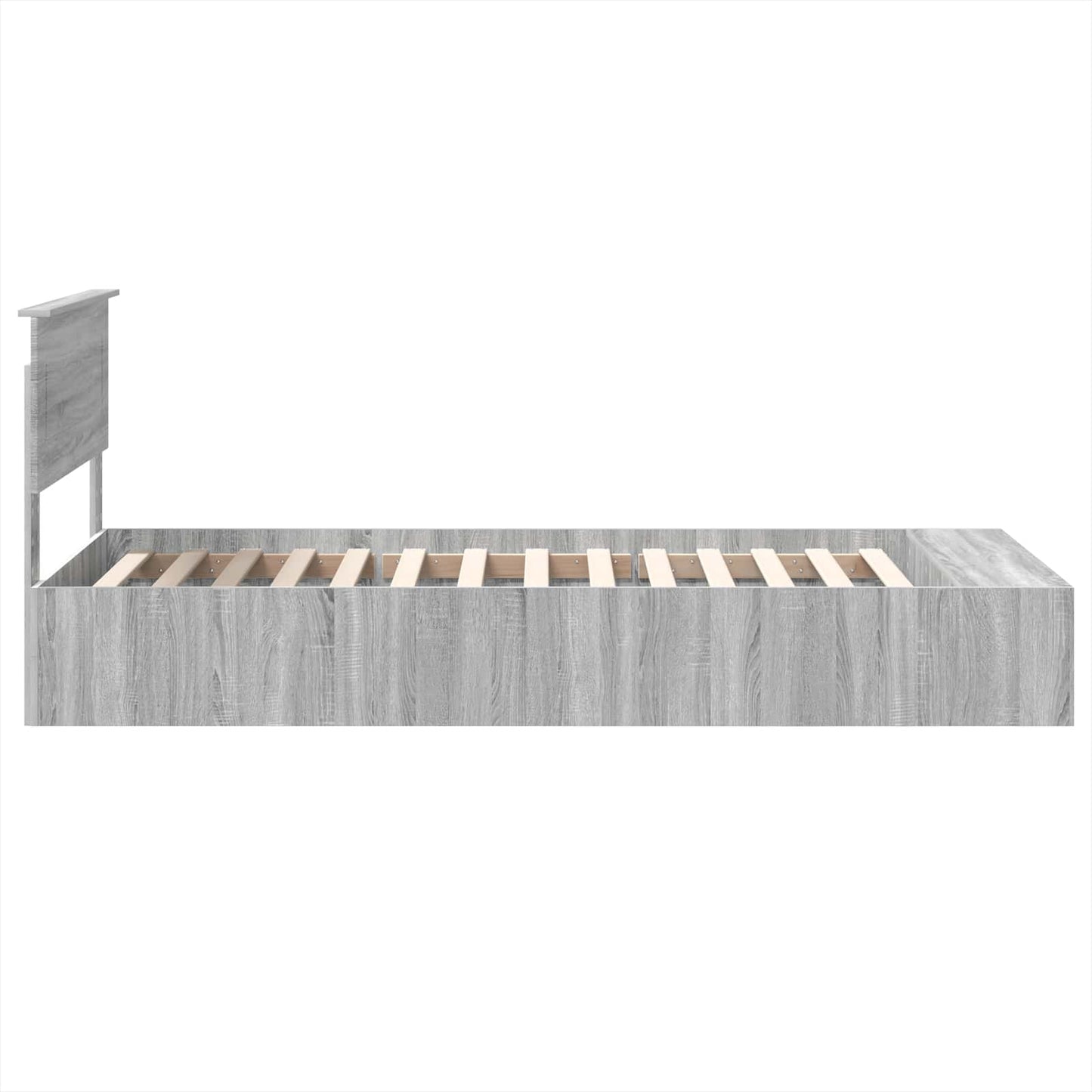 vidaXL Bed Frame with Shelf Grey Sonoma 90 x 200 cm Engineered Wood