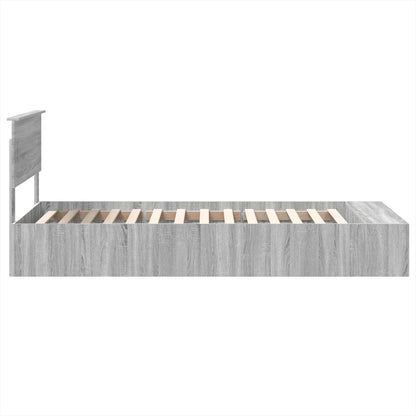 vidaXL Bed Frame with Shelf Grey Sonoma 90 x 200 cm Engineered Wood