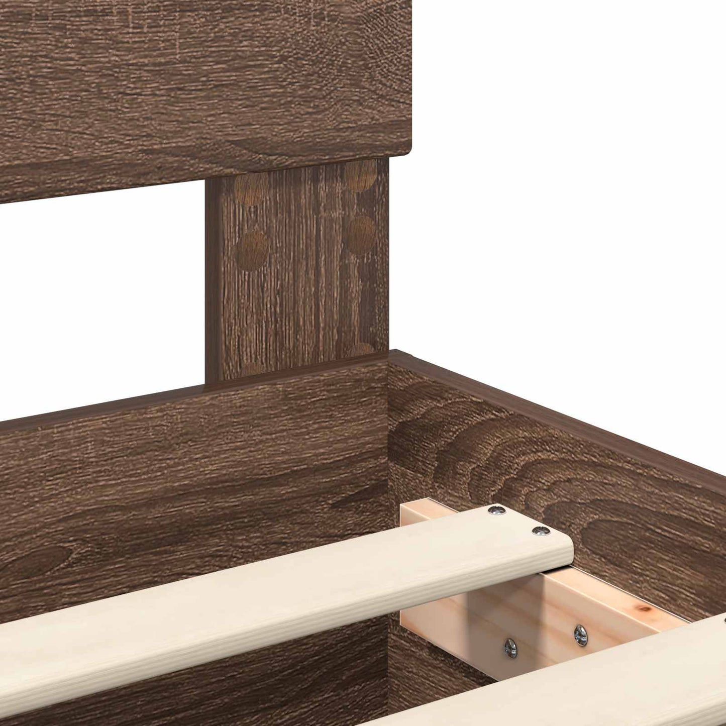 vidaXL Bed Frame with Shelf Brown Oak 90 x 200 cm Engineered Wood