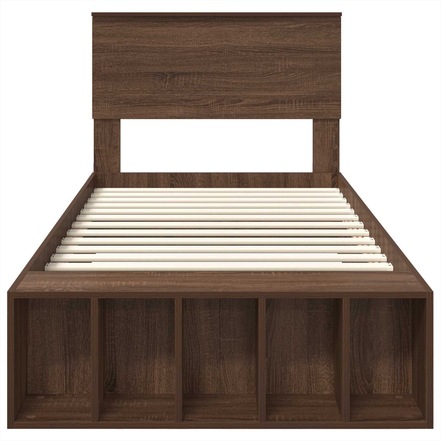 vidaXL Bed Frame with Shelf Brown Oak 90 x 200 cm Engineered Wood