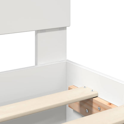 vidaXL Bed Frame with Shelf Manual White 75 x 190 cm Engineered Wood