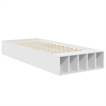 vidaXL Bed Frame with Shelf Manual White 75 x 190 cm Engineered Wood