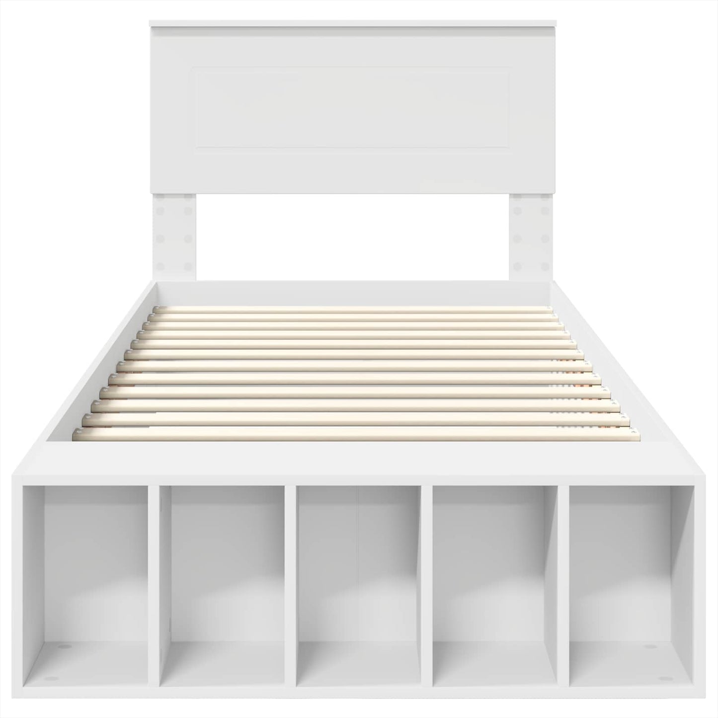 vidaXL Bed Frame with Shelf Manual White 75 x 190 cm Engineered Wood
