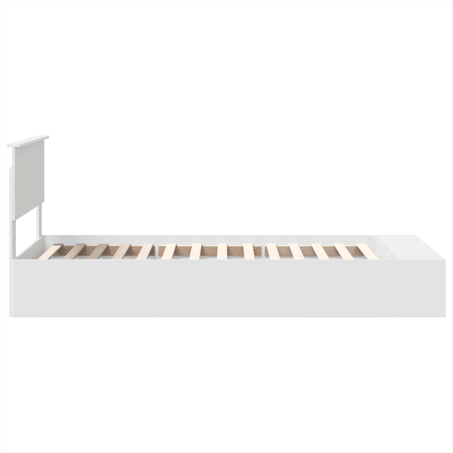 vidaXL Bed Frame with Shelf Manual White 75 x 190 cm Engineered Wood