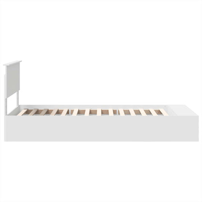vidaXL Bed Frame with Shelf Manual White 75 x 190 cm Engineered Wood
