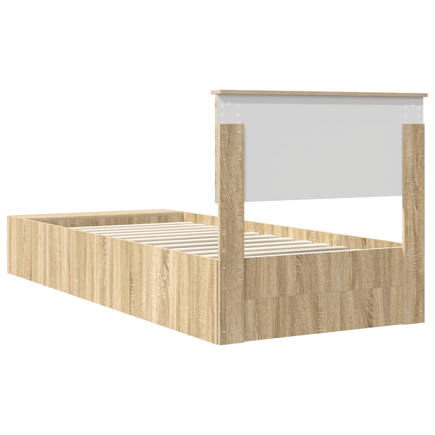 vidaXL Bed Frame with Shelf Sonoma Oak 75 x 190 cm Engineered Wood