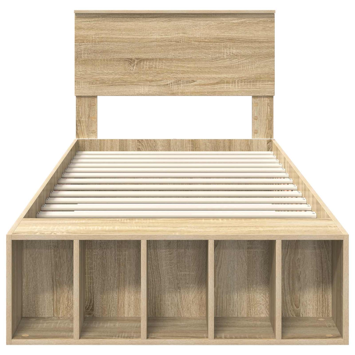 vidaXL Bed Frame with Shelf Sonoma Oak 75 x 190 cm Engineered Wood