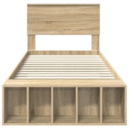 vidaXL Bed Frame with Shelf Sonoma Oak 75 x 190 cm Engineered Wood
