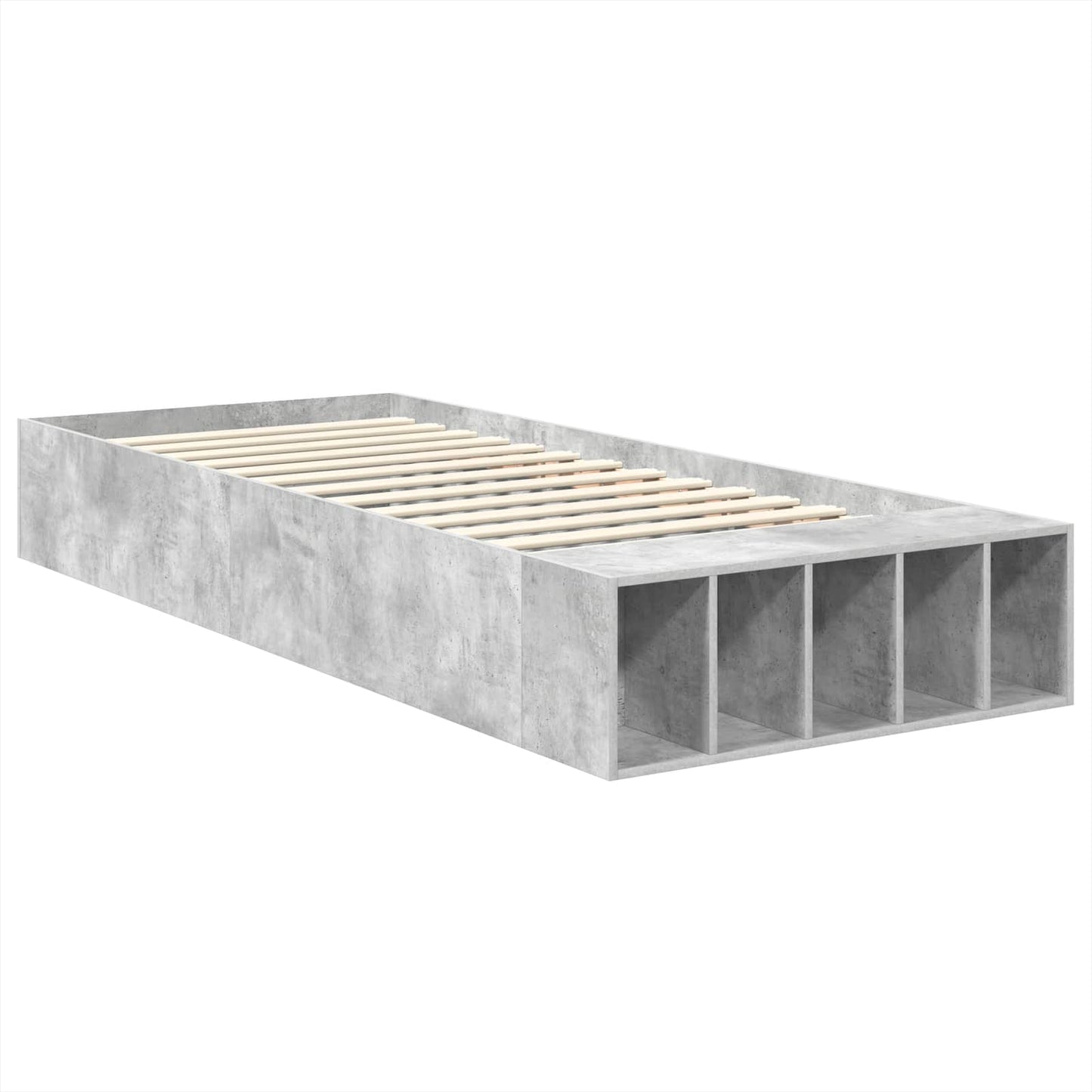 vidaXL Bed Frame with Shelf Concrete Grey 70 x 190 cm Engineered Wood