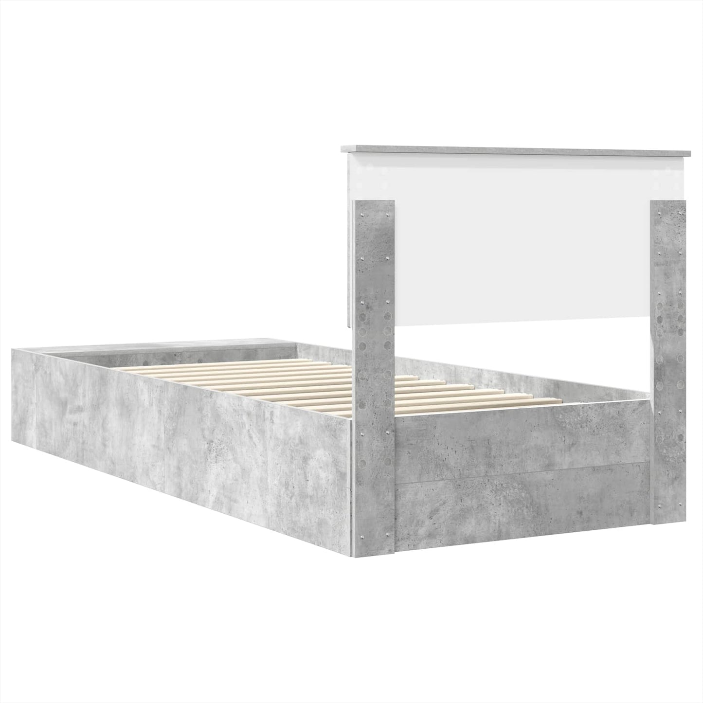 vidaXL Bed Frame with Shelf Concrete Grey 70 x 190 cm Engineered Wood