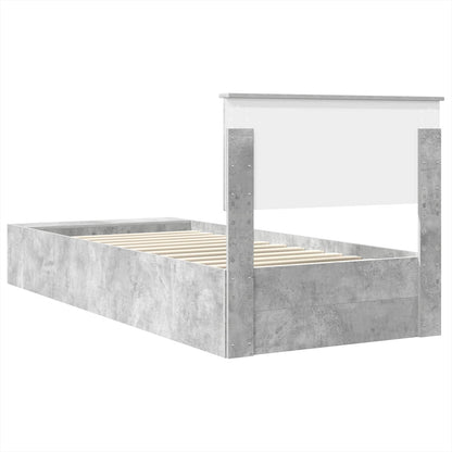 vidaXL Bed Frame with Shelf Concrete Grey 70 x 190 cm Engineered Wood