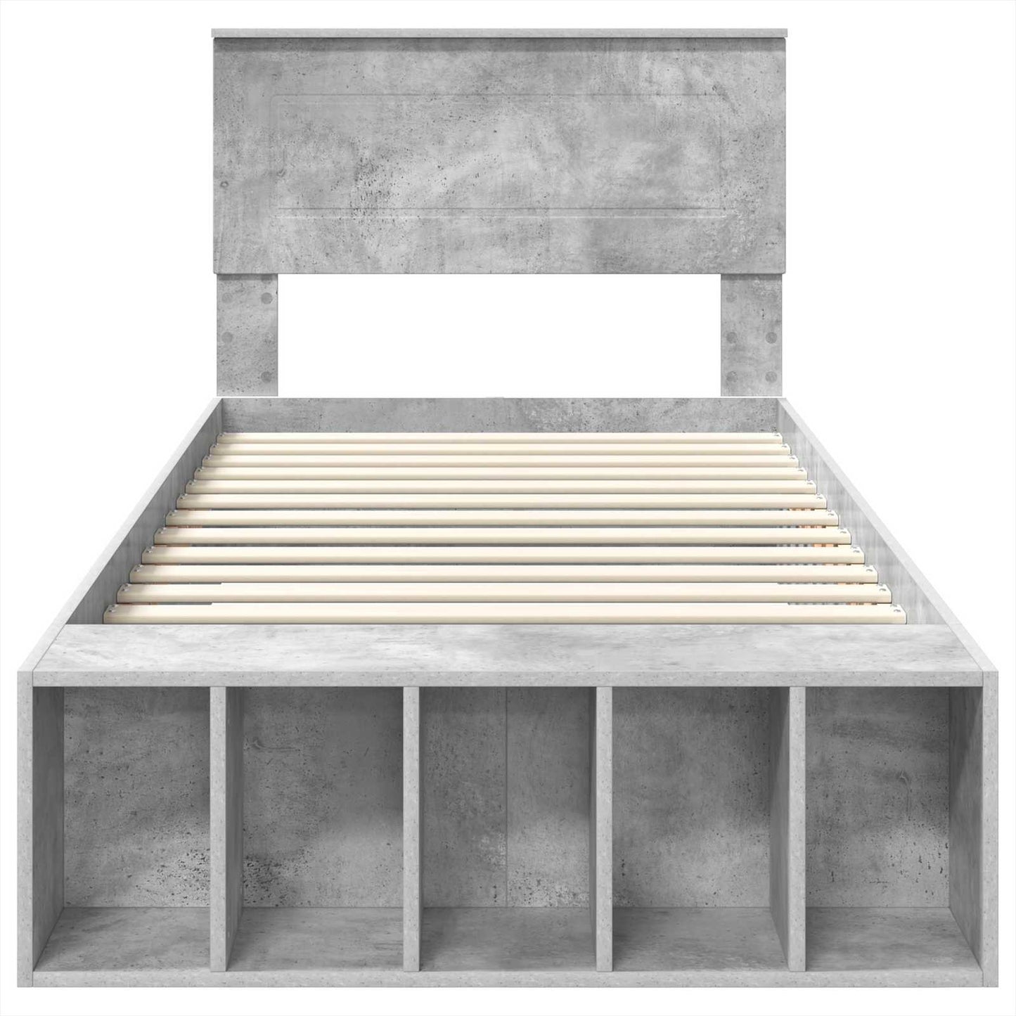 vidaXL Bed Frame with Shelf Concrete Grey 70 x 190 cm Engineered Wood