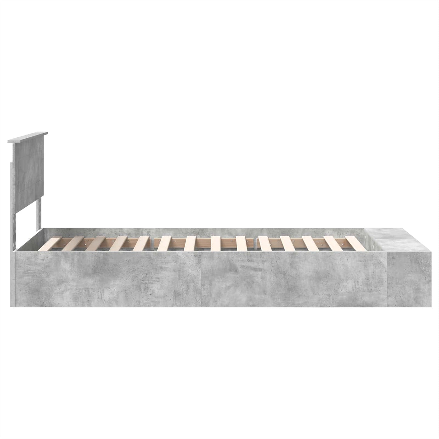 vidaXL Bed Frame with Shelf Concrete Grey 70 x 190 cm Engineered Wood
