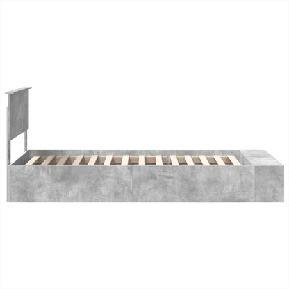 vidaXL Bed Frame with Shelf Concrete Grey 70 x 190 cm Engineered Wood