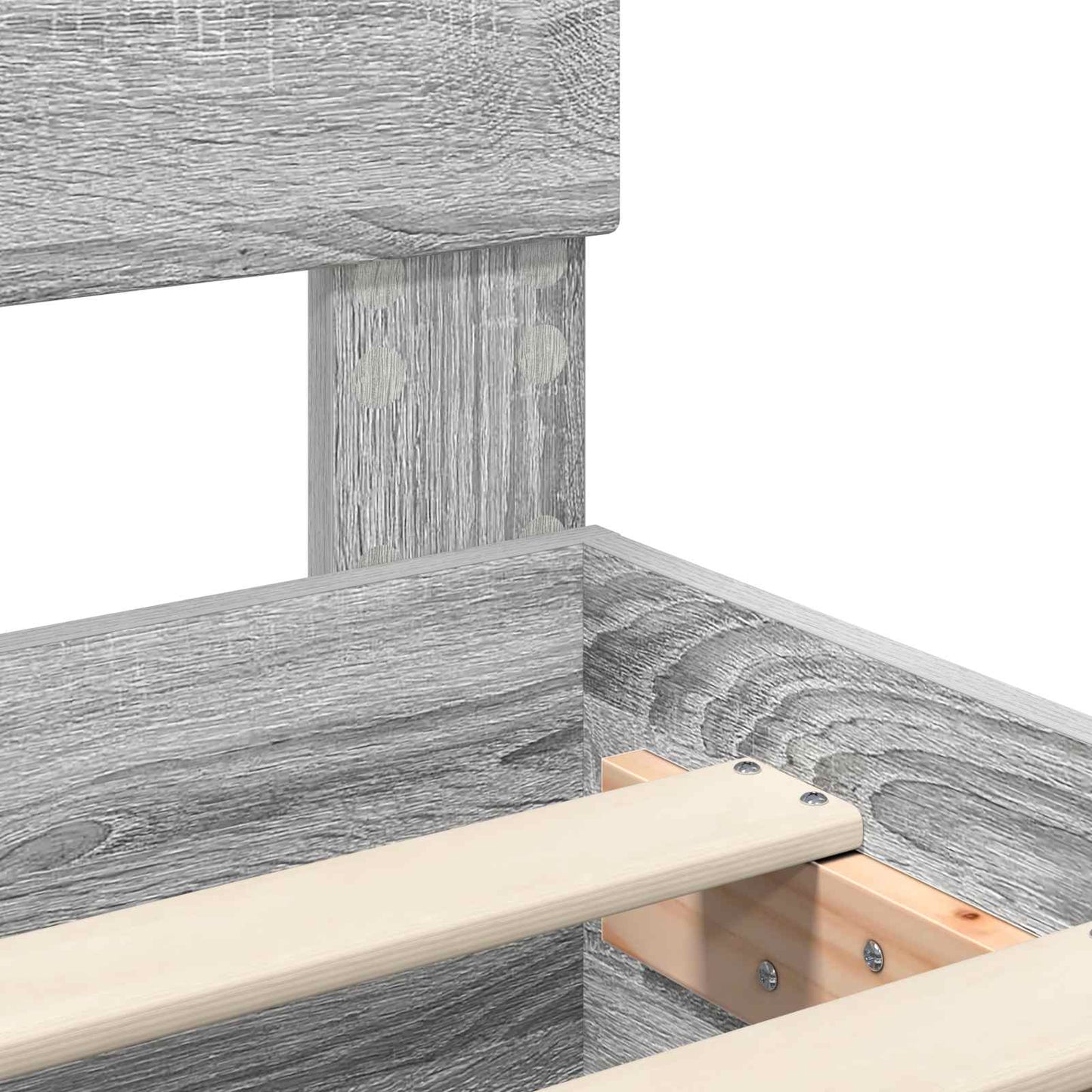 vidaXL Bed Frame with Shelf Grey Sonoma 75 x 190 cm Engineered Wood