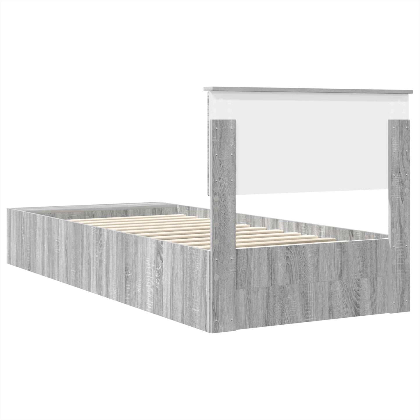 vidaXL Bed Frame with Shelf Grey Sonoma 75 x 190 cm Engineered Wood