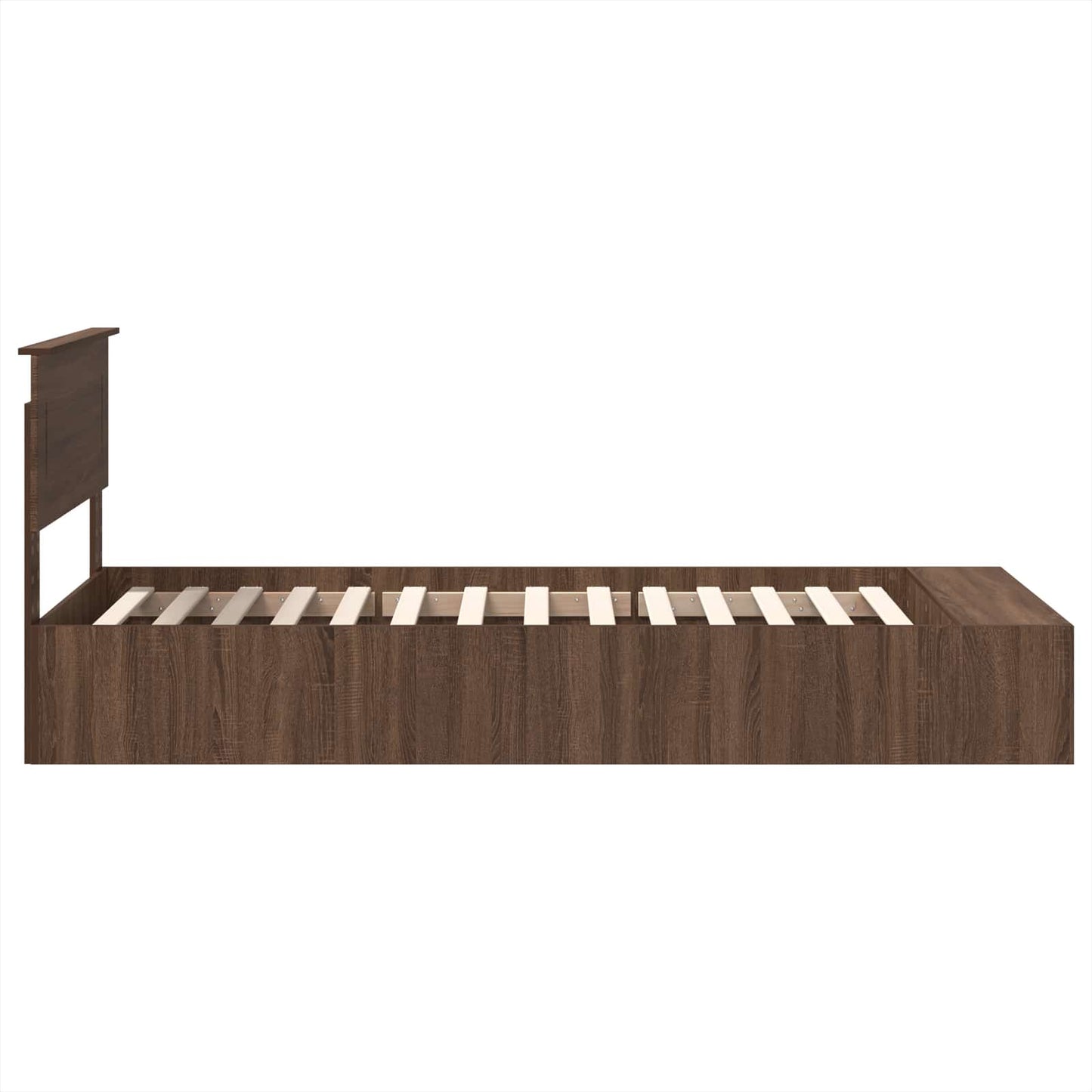 vidaXL Bed Frame with Shelf Brown Oak 75 x 190 cm Engineered Wood