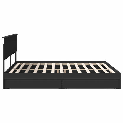 vidaXL Storage Bed with Headboard Black 200 x 200 cm Engineered Wood